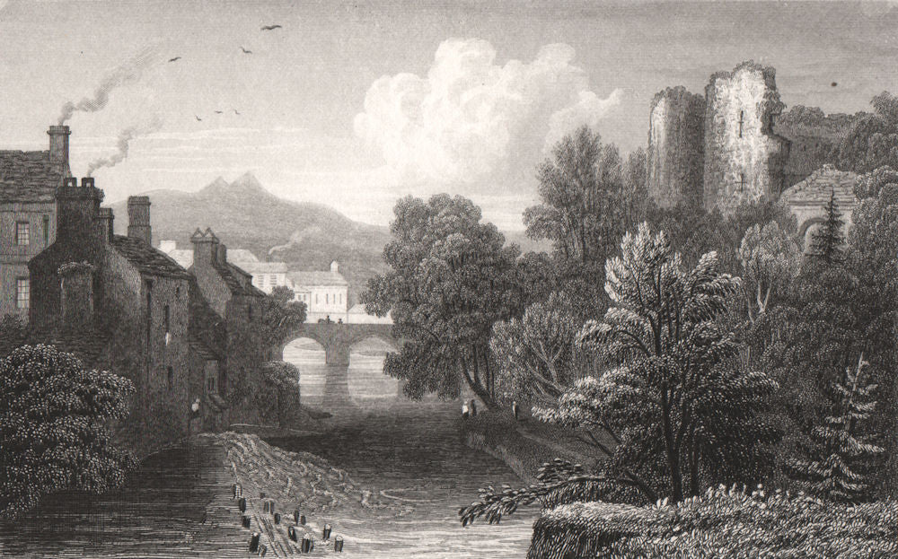 Brecon, Brecknockshire, Wales, by Henry Gastineau 1835 old antique print